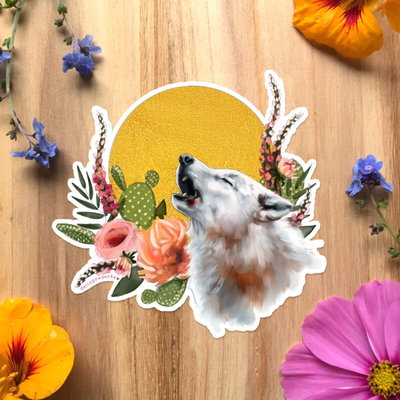 Wolf Sticker by Darcy Goedecke