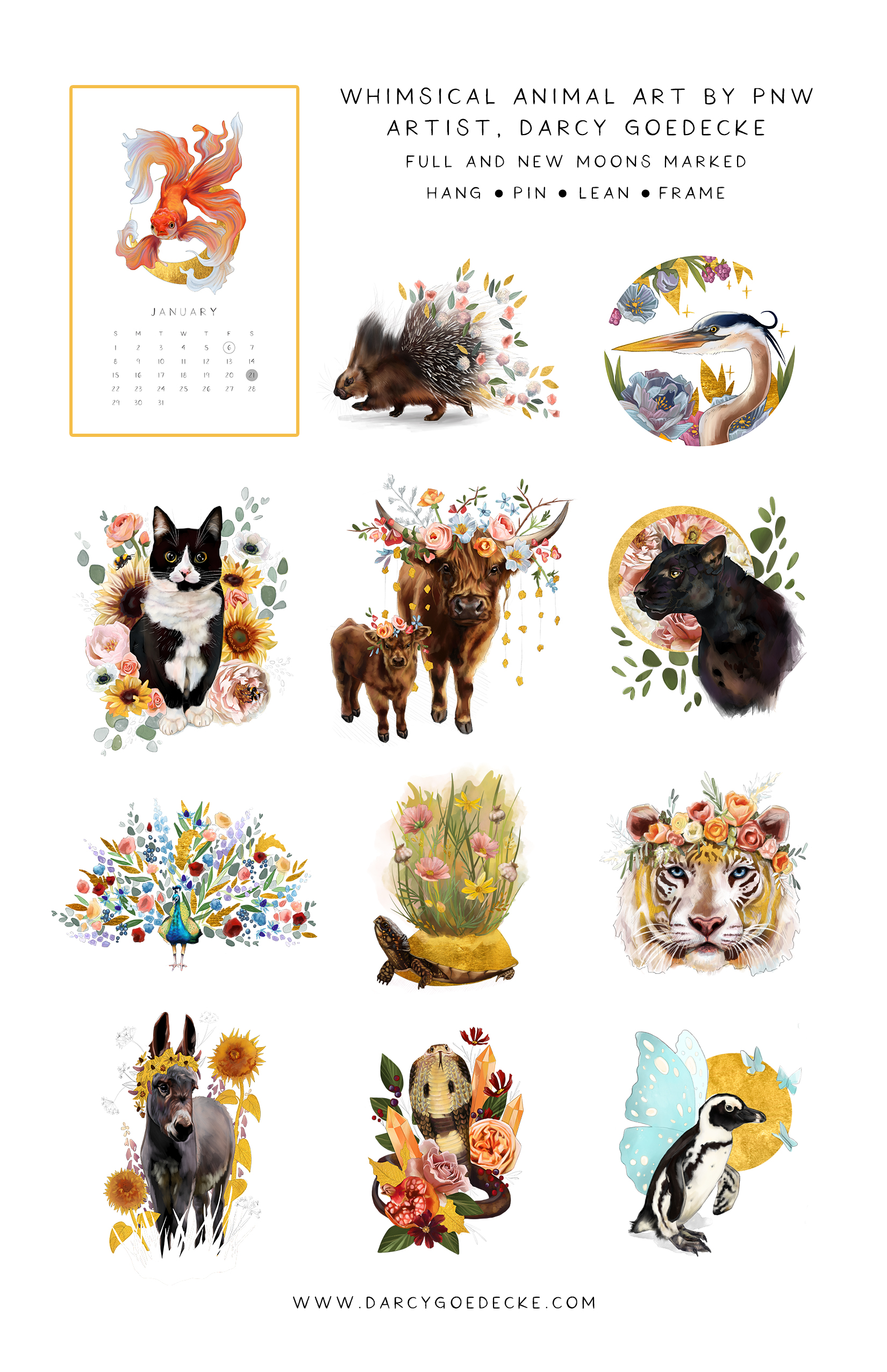 Whimsy and Wonder Animal Calendar by Darcy Goedecke
