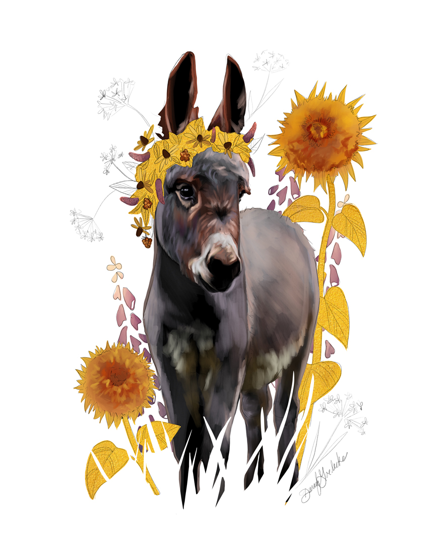 Sunflower Donkey by Darcy Goedecke