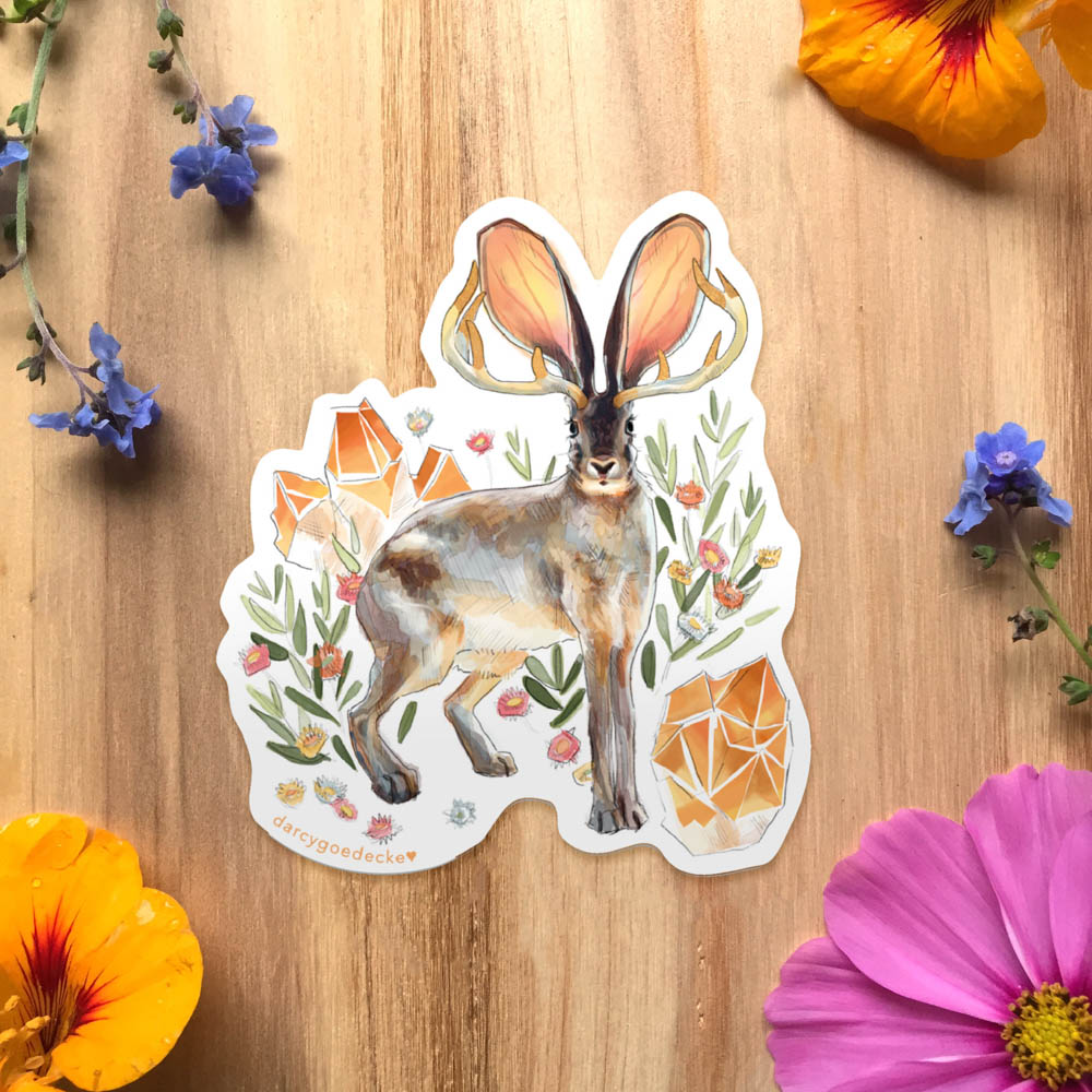 Jackalope Sticker by Darcy Goedecke